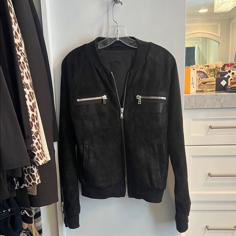 RtA Charcoal Bomber Jacket with Silver Accents